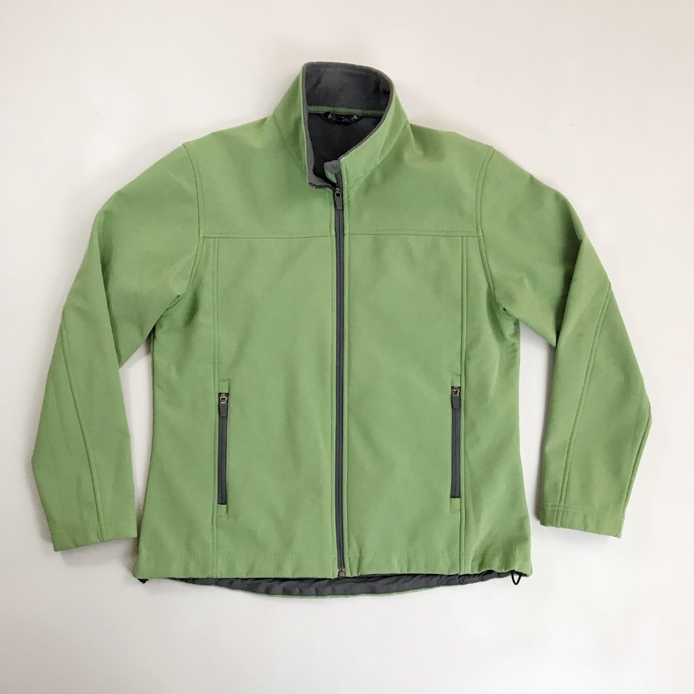 LAND'S END Soft Shell Jacket Small Fleece Lined Windbreaker Green